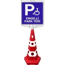 Engelli Park Yeri Çift Taraf Baskı Kırmızı Ultra Kedi Gözlü Ağırlıklı Koni Seti Trafik Dubası