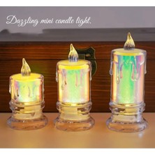 C&On Design 3'lü LED Mum Işığı Seti, Alevsiz Mumlar,dekoratif Mum Gece Işıkları,pilli Plastik Mum