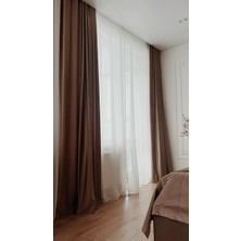 Ran Perde Düz Fon Perde - Sütlü Kahve - Pilesiz Düz Dikim - 2 Adet