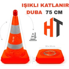 Hayat Trafik Katlanır Duba 75 cm - Ağırlıklı - Katlanabilir Kolay Kurulum Işıklı Flaşörlü Reflektörlü Duba