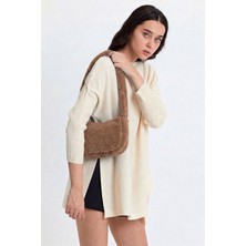 Salviadione Kadın Peluş Teddy Bag Omuz Çantası Yumuşak Doku Baget Çanta