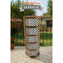 Cremighaus  Ahşap Sebzelik Geleneksel Tasarım Altıgen Dama Desenli 5 x 5 kg Kapasiteli Hazır Gönderim