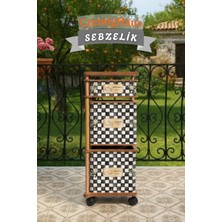 Cremighaus  Ahşap Sebzelik Geleneksel Tasarım Kare Dama Desenli 2 x 7 + 3 kg Kapasiteli Hazır Gönderim