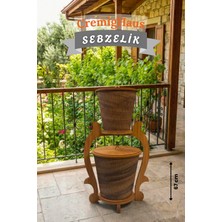 Cremighaus Ahşap Sebzelik Geleneksel Tasarım Stantlı Kemençe Desenli Patates Soğanlık