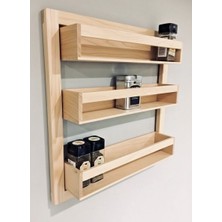 60X60 cm Ahşap Duvar Saksılık - 10 cm Raf Derinliği - 3 Katlı Dekoratif Çiçeklik ve Mutfak Rafı