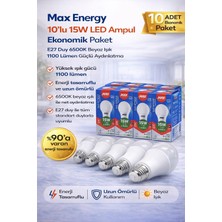 Epilons 15W LED Ampul E27 Duy 6500K Beyaz Işık 1100 Lümen Tasarruflu Ampul 10 Adet