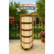 Cremighaus  Ahşap Sebzelik Geleneksel Tasarım Altıgen Akça Desenli 5 x 5 kg Kapasiteli Hazır Gönderim