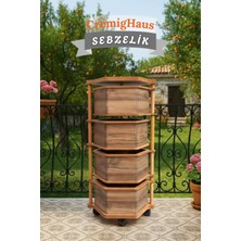 Cremighaus  Ahşap Sebzelik Geleneksel Tasarım Altıgen Kemençe Desenli 4 x 5 kg Kapasiteli Hazır Gönderim