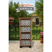 Cremighaus  Ahşap Sebzelik Geleneksel Tasarım Kare Dama Desenli 4 x 5 kg Kapasiteli Hazır Gönderim