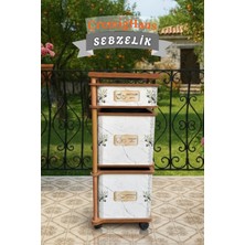 Cremighaus  Ahşap Sebzelik Geleneksel Tasarım Kare Beyaz Mermer Desenli 2 x 7 + 3 kg Kapasiteli Hazır Gönderim