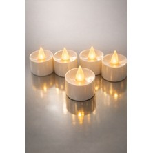 5 Adet Pilli Tea Light Mum 3 cm Ev Dekor Süsü Kına Parti Kahve Yanı