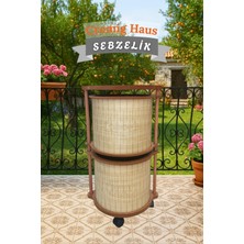 Cremighaus  Ahşap Sebzelik Geleneksel Tasarım Yuvarlak Akça Desenli 2 x 7 kg Kapasiteli Hazır Gönderim