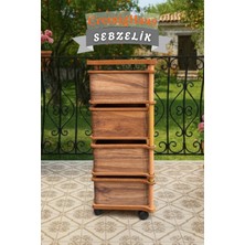 Cremighaus  Ahşap Sebzelik Geleneksel Tasarım Kare Kemençe Desenli 4 x 5 kg Kapasiteli Hazır Gönderim