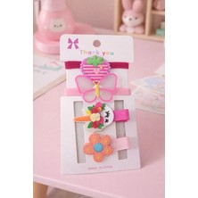 Nati Co Çilek, Kelebek ve Çiçek Figürlü Kız Bebek Saç Tokası Seti