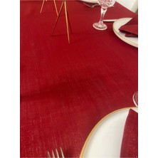 Zeren Home Elite Masa Örtüsü + Runner Takım | Lekeye Dayanıklı Simli Kırmızı