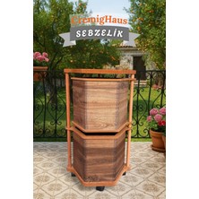 Cremighaus  Ahşap Sebzelik Geleneksel Tasarım Altıgen Kemençe Desenli 2 x 7 kg Kapasiteli Hazır Gönderim