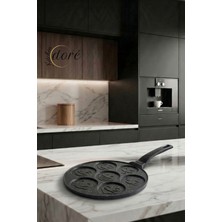 kitchendore Döküm Pankek Tavası Emoji Desen Yapışmaz Yüzeyli 3 Katmanlı Kaplama