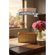 Cremighaus Geleneksel Tasarım Kapaklı Büyük Ekmeklik Altıgen Dikdörtgen Ekmek Sepeti Akça Desenli