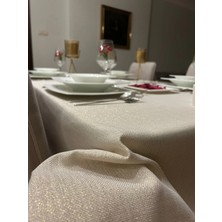 Zeren Home Elite Masa Örtüsü + Runner Takım | Lekeye Dayanıklı Simli Gold