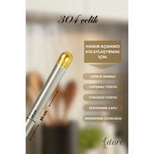 kitchendore 85 cm Altın Tasarım Paslanmaz Çelik Oklava 304 Çelik Ince Hamur Açmaya Uygun Ağırlık Dengeli Merdane