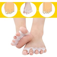 Yumuşak Beyaz Silikonlu, Ayak 5 Parmak Duruş Düzeltici,parmak Ayırıcı, Rahatlatıcı,makaralı Bunyon(1 Çift)