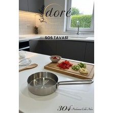 kitchendore Çelik Sos Tavası 304 Yüksek Kaliteli Çelik Sos ve Tereyağ Eritme Tenceresi 12 cm