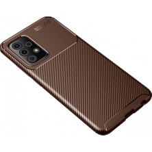 MiraLive Samsung Galaxy A52 Kılıf Auto Focus Karbon Kapak - Kahverengi