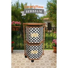 Cremighaus  Ahşap Sebzelik Geleneksel Tasarım Altıgen Dama Desenli 2 x 7 kg Kapasiteli Hazır Gönderim