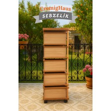 Cremighaus  Ahşap Sebzelik Geleneksel Tasarım Kare Kemençe Desenli 5 x 5 kg Kapasiteli Hazır Gönderim