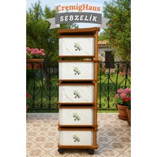 Cremighaus  Ahşap Sebzelik Geleneksel Tasarım Kare Beyaz Mermer Desenli 5 x 5 kg Kapasiteli Hazır Gönderim