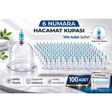 Dukkanıum 6 Numara Hacamat Kupası 100 Adet Vakumlu Kupa Bardak Dayanıklı Plastik Manuel Hacamat Kabı