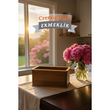 Cremighaus Geleneksel Tasarım Kapaklı Büyük Ekmeklik Altıgen Dikdörtgen Ekmek Sepeti Kemençe Desenli