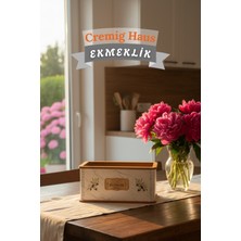 Cremighaus Geleneksel Tasarım Kapaklı Büyük Ekmeklik Altıgen Dikdörtgen Ekmek Sepeti Beyaz Mermer Desenli