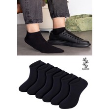 Ozzy Socks 6 Çift Bambu Siyah Erkek Dikişsiz Patik Çorap 4 Mevsim Dayanıklı Topuk ve Burun
