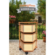 Cremighaus  Ahşap Sebzelik Geleneksel Tasarım Altıgen Akça Desenli 3 x 5 kg Kapasiteli Hazır Gönderim