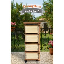 Cremighaus  Ahşap Sebzelik Geleneksel Tasarım Kare Akça Desenli 4 x 5 kg Kapasiteli Hazır Gönderim