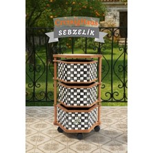 Cremighaus  Ahşap Sebzelik Geleneksel Tasarım Altıgen Dama Desenli 3 x 5 kg Kapasiteli Hazır Gönderim