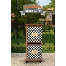 Cremighaus  Ahşap Sebzelik Geleneksel Tasarım Kare Dama Desenli 2 x 7 kg Kapasiteli Hazır Gönderim