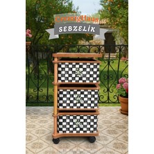 Cremighaus  Ahşap Sebzelik Geleneksel Tasarım Kare Dama Desenli 3 x 5 kg Kapasiteli Hazır Gönderim