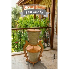 Cremighaus Ahşap Sebzelik Geleneksel Tasarım Stantlı Ihlamur Desenli Patates Soğanlık