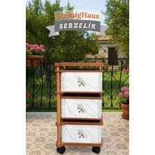 Cremighaus  Ahşap Sebzelik Geleneksel Tasarım Kare Beyaz Mermer Desenli 3 x 5 kg Kapasiteli Hazır Gönderim