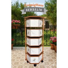 Cremighaus  Ahşap Sebzelik Geleneksel Tasarım Altıgen Beyaz Mermer Desenli 5 x 5 kg Kapasiteli Hazır Gönderim