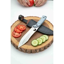 Mertcan Knife Outdoor Kamp ve Piknik Bıçağı - Özel Kılıflı Paslanmaz Çelik Doğa Bıçağı - Gri