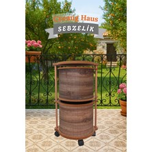 Cremighaus  Ahşap Sebzelik Geleneksel Tasarım Yuvarlak Kemençe Desenli 2 x 7 kg Kapasiteli Hazır Gönderim