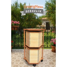 Cremighaus  Ahşap Sebzelik Geleneksel Tasarım Altıgen Akça Desenli 2 x 7 kg Kapasiteli Hazır Gönderim