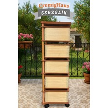 Cremighaus  Ahşap Sebzelik Geleneksel Tasarım Kare Akça Desenli 5 x 5 kg Kapasiteli Hazır Gönderim