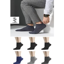Ozzy Socks 6 Çift Bambu Erkek Dikişsiz Patik Çorap 4 Mevsim Dayanıklı Topuk ve Burun Koyu Renkler