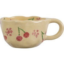 Benante Kiraz Motifli Seramik Kupa