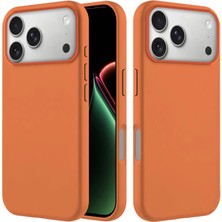 Apple iPhone 17 Pro Max Uyumlu Kılıf Zebana Içi Kadife Silinebilir Lansman Kılıf Turuncu