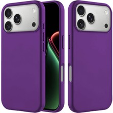 Apple iPhone 17 Pro Uyumlu Kılıf Zebana Içi Kadife Silinebilir Lansman Kılıf Derin Mor